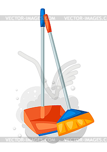 Scoop with broom and dust - vector clipart