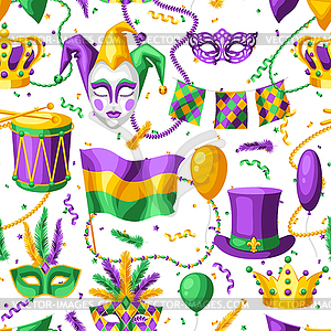 Mardi Gras party seamless pattern - vector clip art