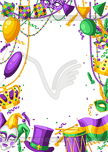 Mardi Gras вечеринка приветствие или пригласительный билет - векторное изображение клипарта