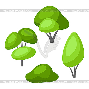 Spring or summer stylized tree with green leaves - vector image