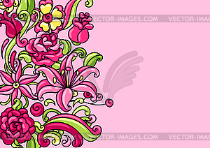 Background with roses and lilies - stock vector clipart