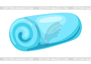 Rolled blue towel - vector clipart