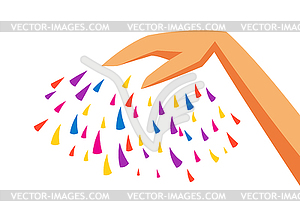 Happy Holi colorful background with hands and paint - vector clipart