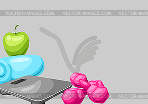 Background with fitness equipment - vector EPS clipart