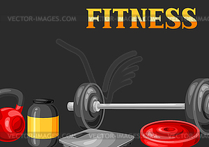 Background with fitness equipment - vector image