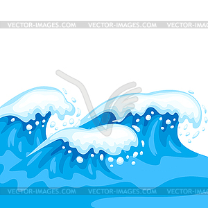 Background with waves and sea foam - vector clipart