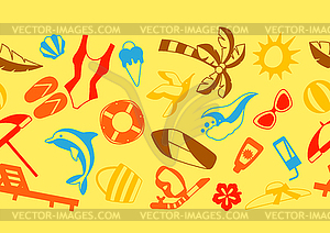 Seamless pattern with summer and beach objects - vector clipart