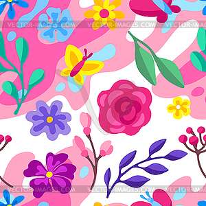 Seamless pattern with spring flowers. Beautiful - vector clipart