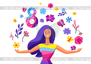 Greeting card for International Womens Day - vector image