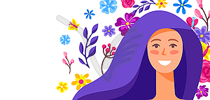 Beautiful girl with flowers - vector clip art