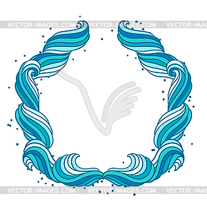 Decorative frame of waves. Background with sea, - vector clip art