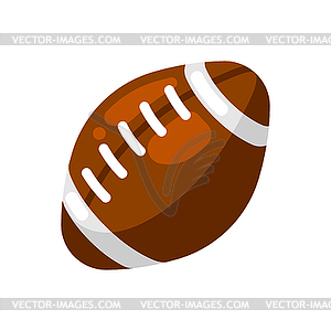 Icon of brown rugby ball in flat style - vector image