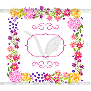 Frame with pretty flowers - vector clipart