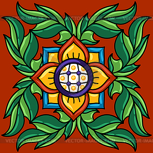 Mexican talavera ceramic tile pattern. Decoration - vector clip art
