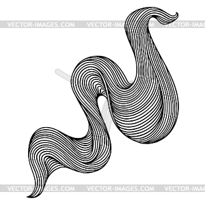 Wave line curl. Monochrome stripes black and white - vector clipart
