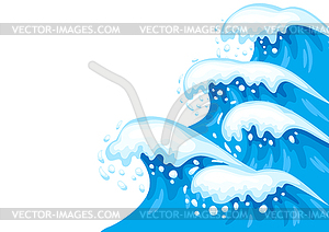 Background with waves and sea foam - vector image