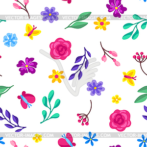 Seamless pattern with spring flowers. Beautiful - vector clipart