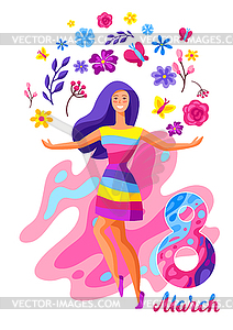 Greeting card for International Womens Day - vector image