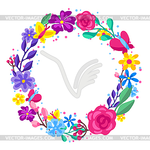 Frame with spring flowers. Beautiful decorative - vector clipart