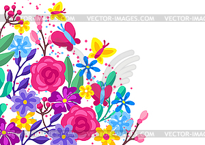 Background with spring flowers. Beautiful decorativ - color vector clipart