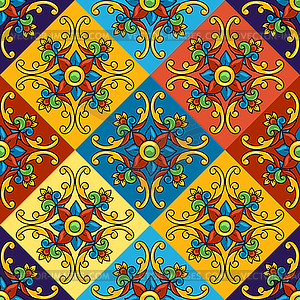 Mexican talavera ceramic tile seamless pattern. - vector clipart / vector image