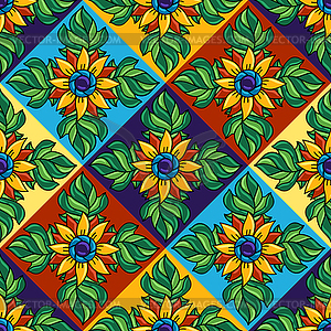 Mexican talavera ceramic tile seamless pattern. - vector clipart