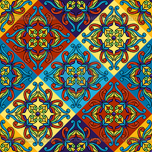 Mexican talavera ceramic tile seamless pattern. - color vector clipart