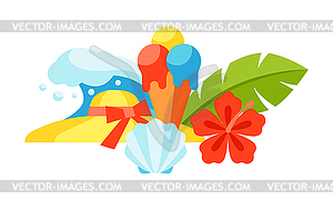 Print with summer and beach objects - vector EPS clipart