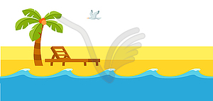 Summer holidays. Sea surf on sandy beach - vector clipart