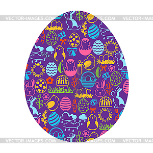 Happy Easter greeting card with holiday items - vector clip art