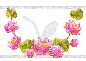 Decorative element with lotus flowers. Water lily  - vector clip art