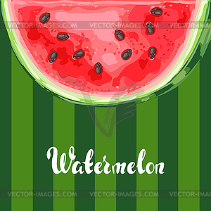 Background with ripe watermelon slice - vector image