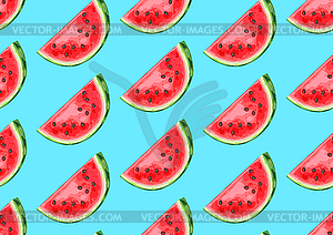 Seamless pattern with watermelons slices - vector image