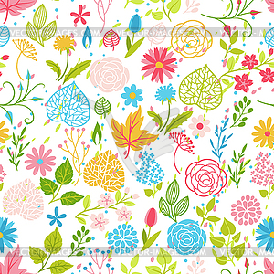 Seamless pattern with spring flowers - stock vector clipart