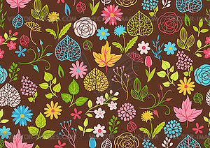 Seamless pattern with spring flowers - vector image