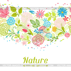 Бесшовный фон с весенними цветами - векторное графическое изображение