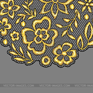 Lace background with gold flowers - vector image