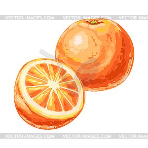 Ripe orange and slice - vector clipart