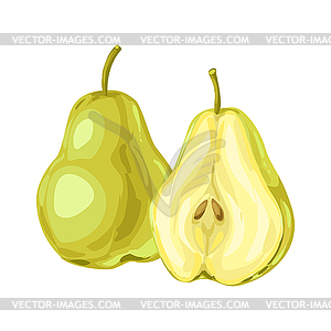 Ripe pear and slice - vector clip art