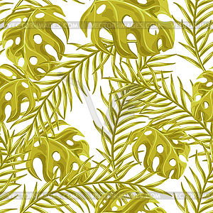 Бесшовный узор с пальмовыми листьями - клипарт в векторном формате