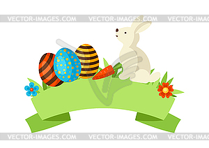 Happy Easter background with holiday items - vector image