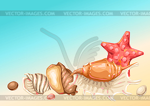 Background with seashells. Tropical underwater - vector clipart