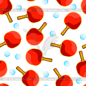 Seamless pattern with table tennis rackets and ball - vector image