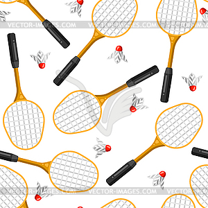 Seamless pattern with badminton rackets and - vector clipart
