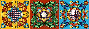 Mexican talavera ceramic tile pattern. Decoration - vector clipart