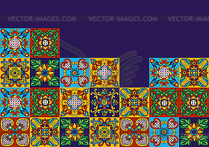 Mexican talavera ceramic tile pattern. Decoration - vector image