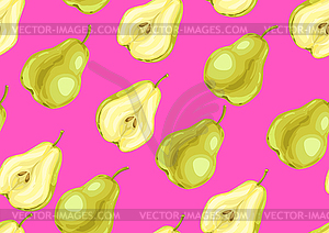 Seamless pattern with pears and slices - vector image