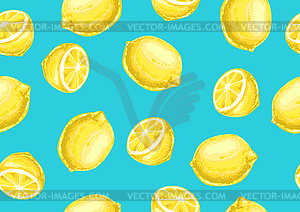 Seamless pattern with lemons and slices - vector clipart