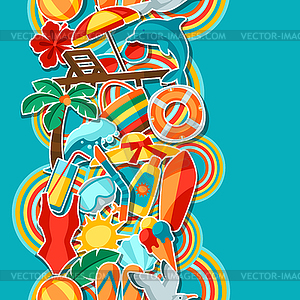 Seamless pattern with summer and beach objects - vector clipart