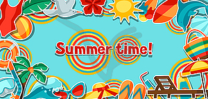 Background with summer and beach objects - royalty-free vector image